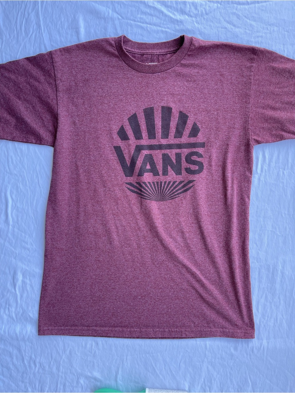 Vans Mens Graphic T-Shirt Heathered Burgundy Red Sunburst Logo VN0A3AUR8KZ M